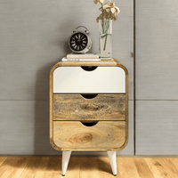 Wooden Twist Solivne Nightstand Bedside Table with 3 Spacious Storage Drawers - WoodenTwist