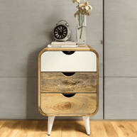 Wooden Twist Solivne Nightstand Bedside Table with 3 Spacious Storage Drawers - WoodenTwist