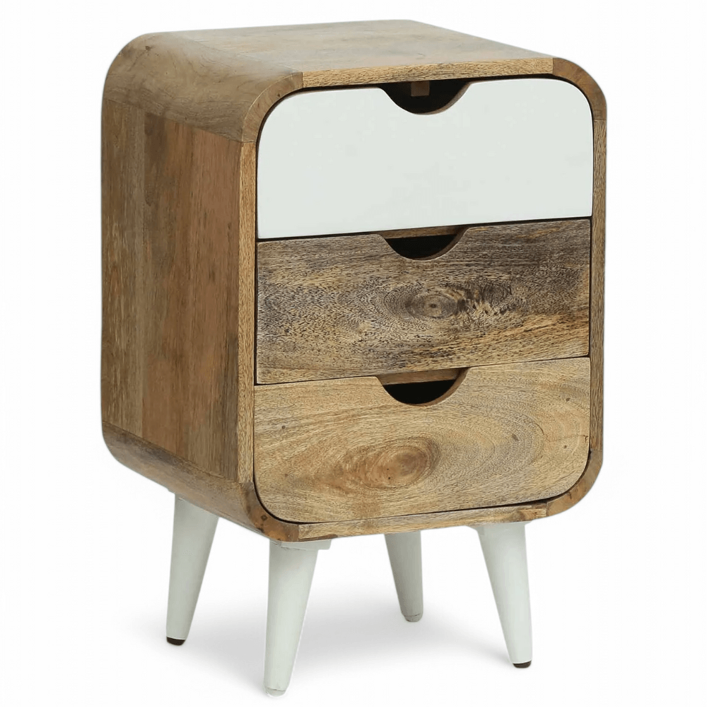 Wooden Twist Solivne Nightstand Bedside Table with 3 Spacious Storage Drawers - WoodenTwist