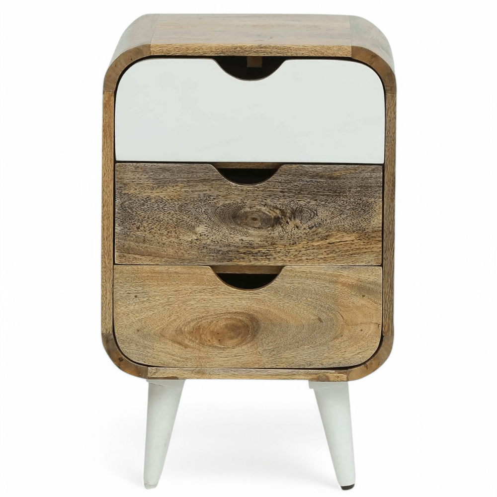Wooden Twist Solivne Nightstand Bedside Table with 3 Spacious Storage Drawers - WoodenTwist