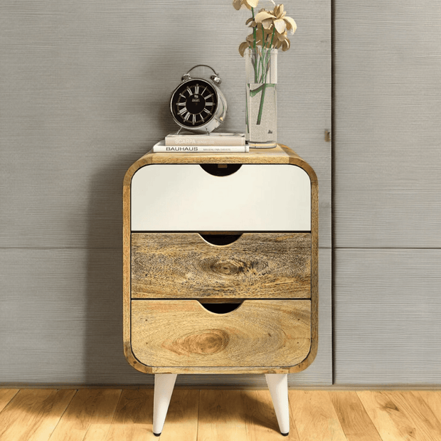 Wooden Twist Solivne Nightstand Bedside Table with 3 Spacious Storage Drawers - WoodenTwist