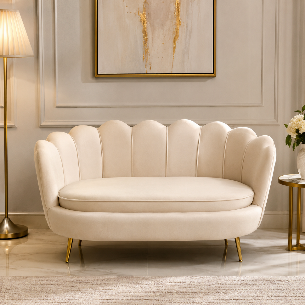 Wooden Twist Terciopelo Flared Arm Solid Wood Metal Legs Velvet Fabric Loveseat Modern Chaise Lounge