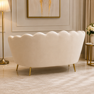 Wooden Twist Terciopelo Flared Arm Solid Wood Metal Legs Velvet Fabric Loveseat Modern Chaise Lounge