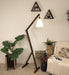 Benji Wooden Floor Lamp with Brown Base and Beige Fabric Lampshade - WoodenTwist