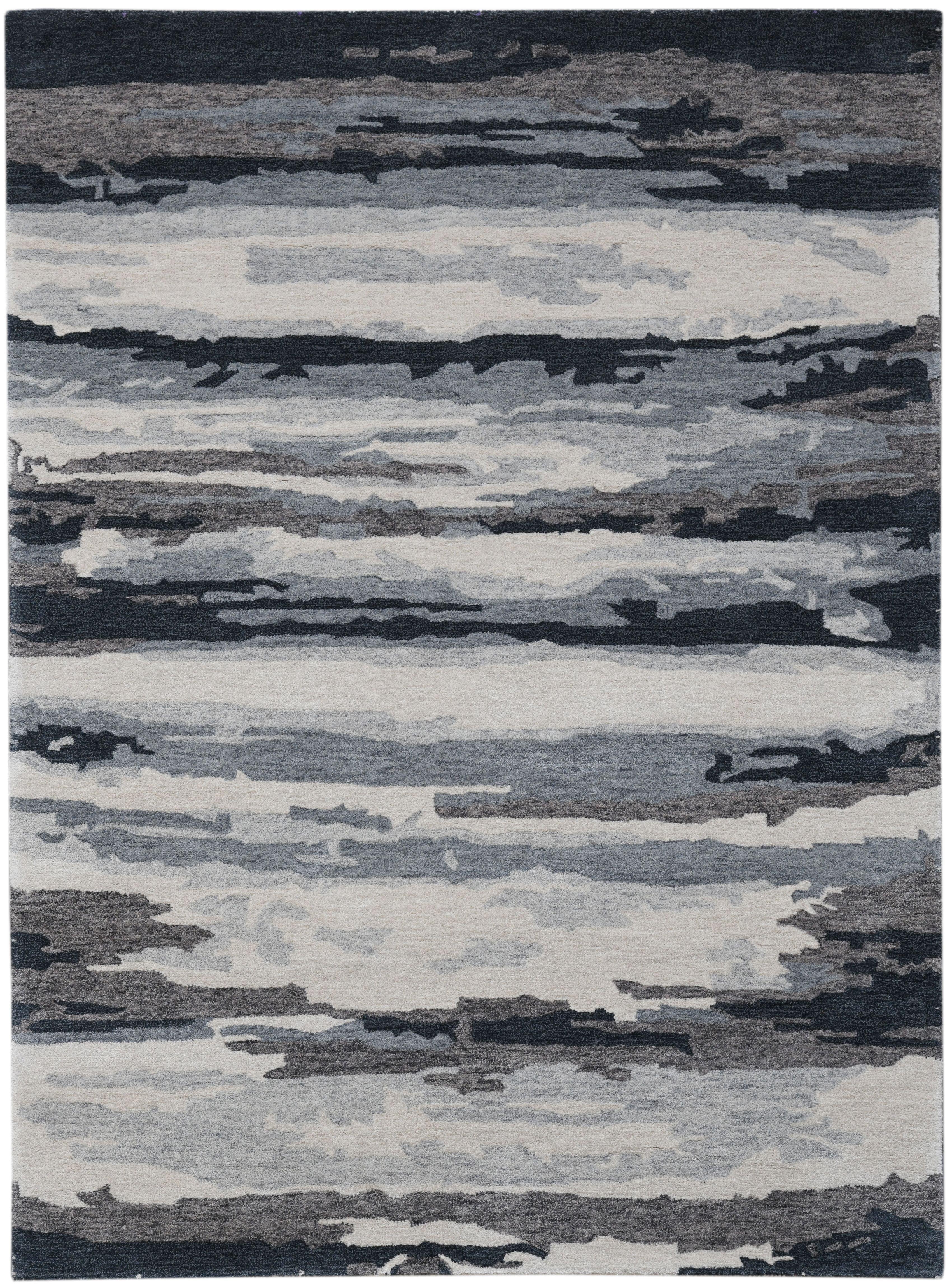 Hand Tufted Abstract Dark Grey Color Carpet - WoodenTwist