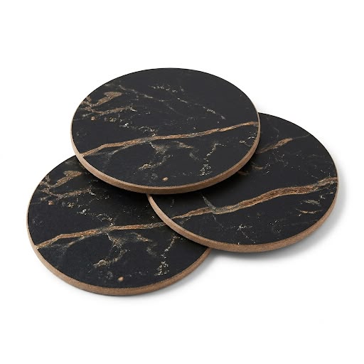 Wooden Twist Black Round Coasters for Tea