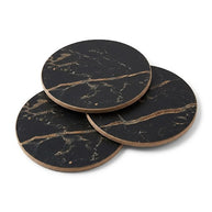 Wooden Twist Black Round Coasters for Tea