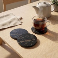 Wooden Twist Black Round Coasters for Tea