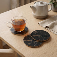 Wooden Twist Black Round Coasters for Tea