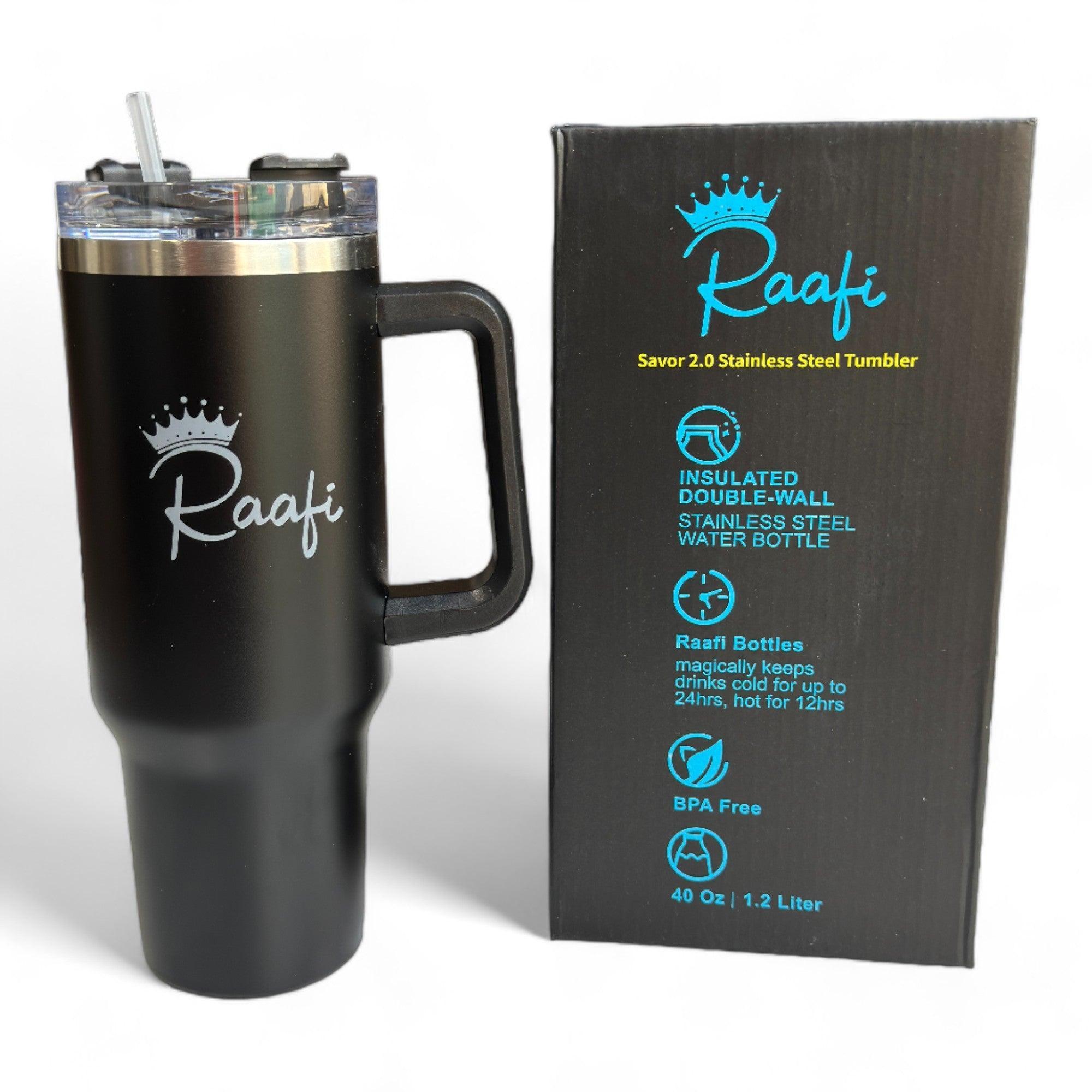 Raafi Savor 2.0 Tumbler 40oz With Handle Travel Mug Straw Covers Cup With Lid Insulated Quencher Stainless Steel Water Iced Tea Coffee Mug - Wooden Twist