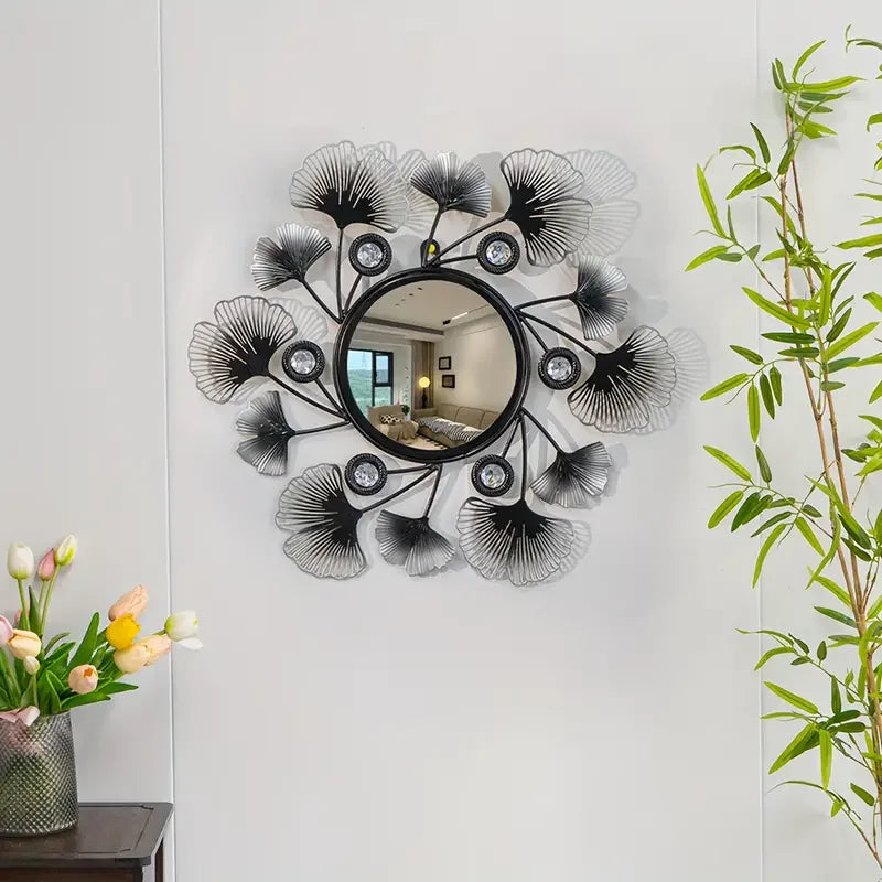 Black and Silver Botanical Wall Art Mirror 