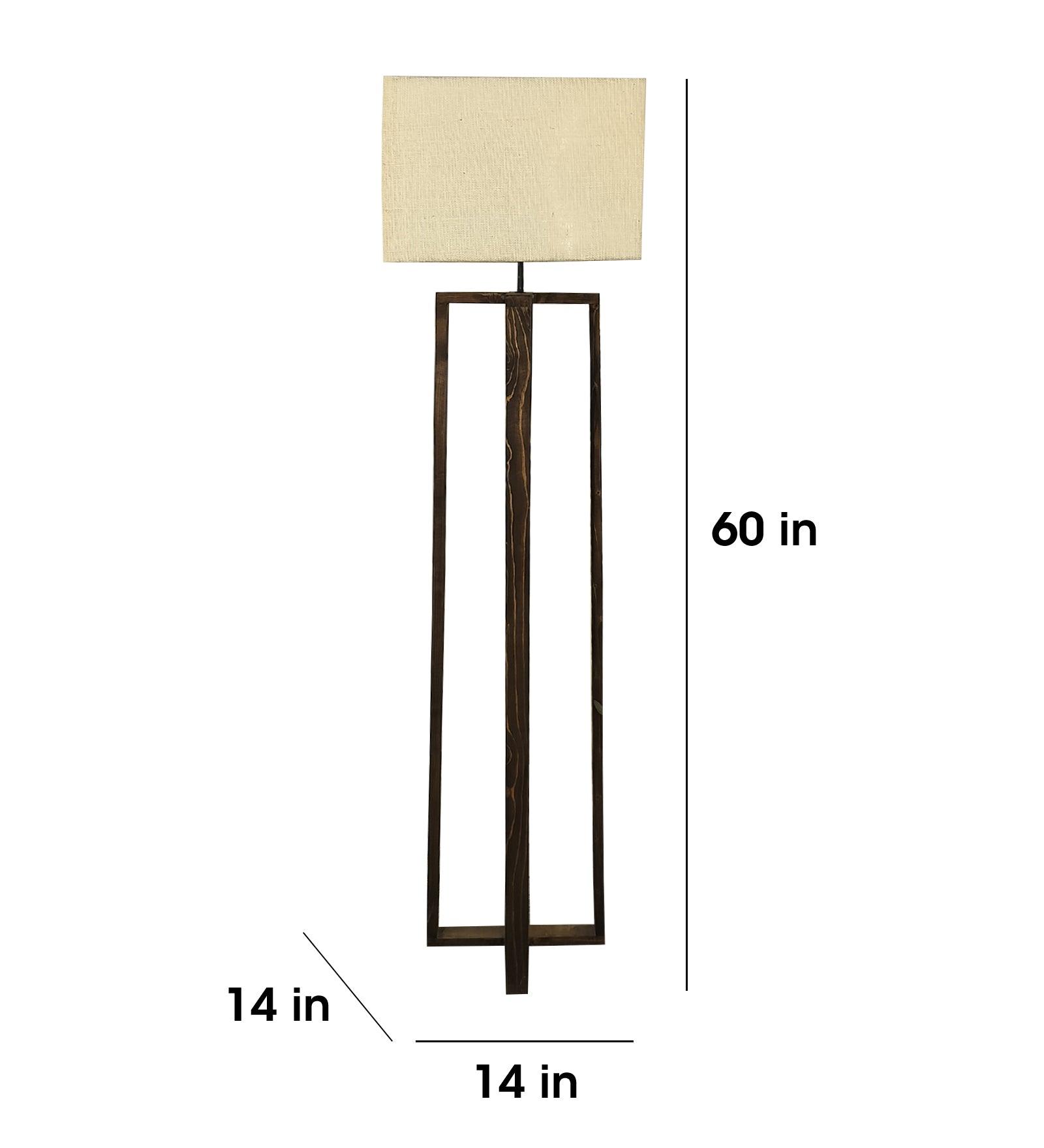 Blender Wooden Floor Lamp with Premium Beige Fabric Lampshade - WoodenTwist