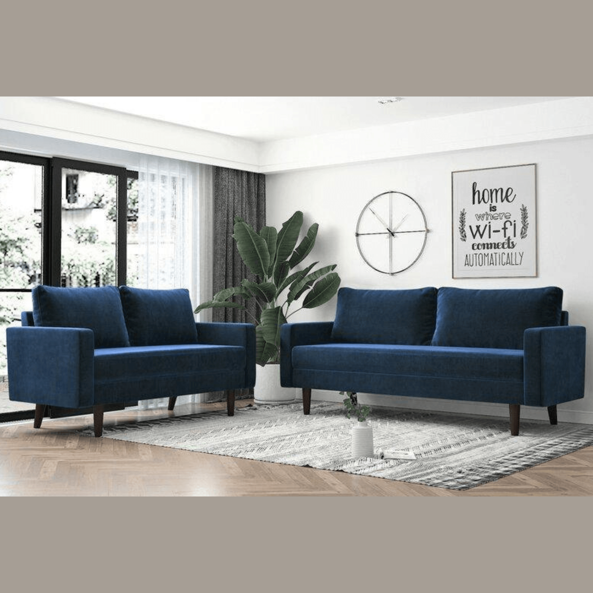 Wooden Twist Allay Designer Handmade Velvet Fabric Solid Wood Soft & Comfortable Sofa Set - WoodenTwist