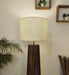 Boho Wooden Floor Lamp with Brown Base and Beige Fabric Lampshade - WoodenTwist