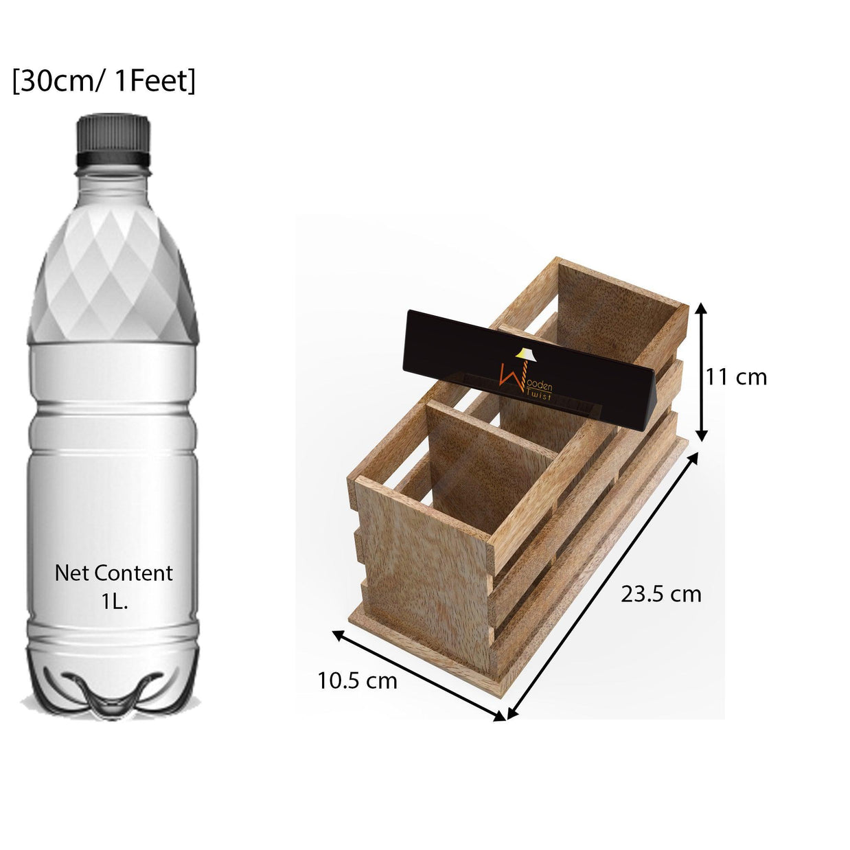 Wooden Twist Besteck 3 Compartment Cutlery Holder - dimensions diagram