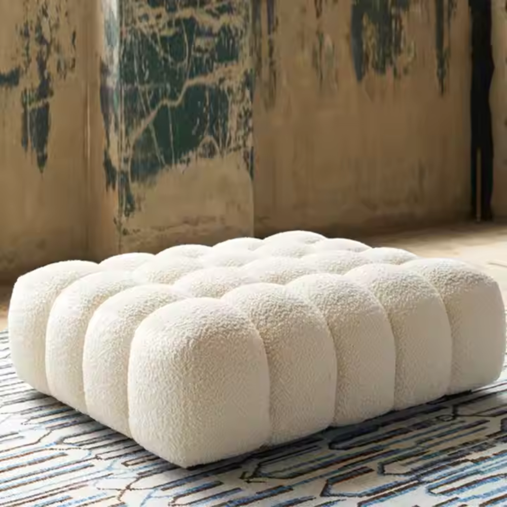 Modern Boucle Ottoman