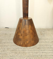 Brice Wooden Floor Lamp with Brown Base and Jute Fabric Lampshade - WoodenTwist