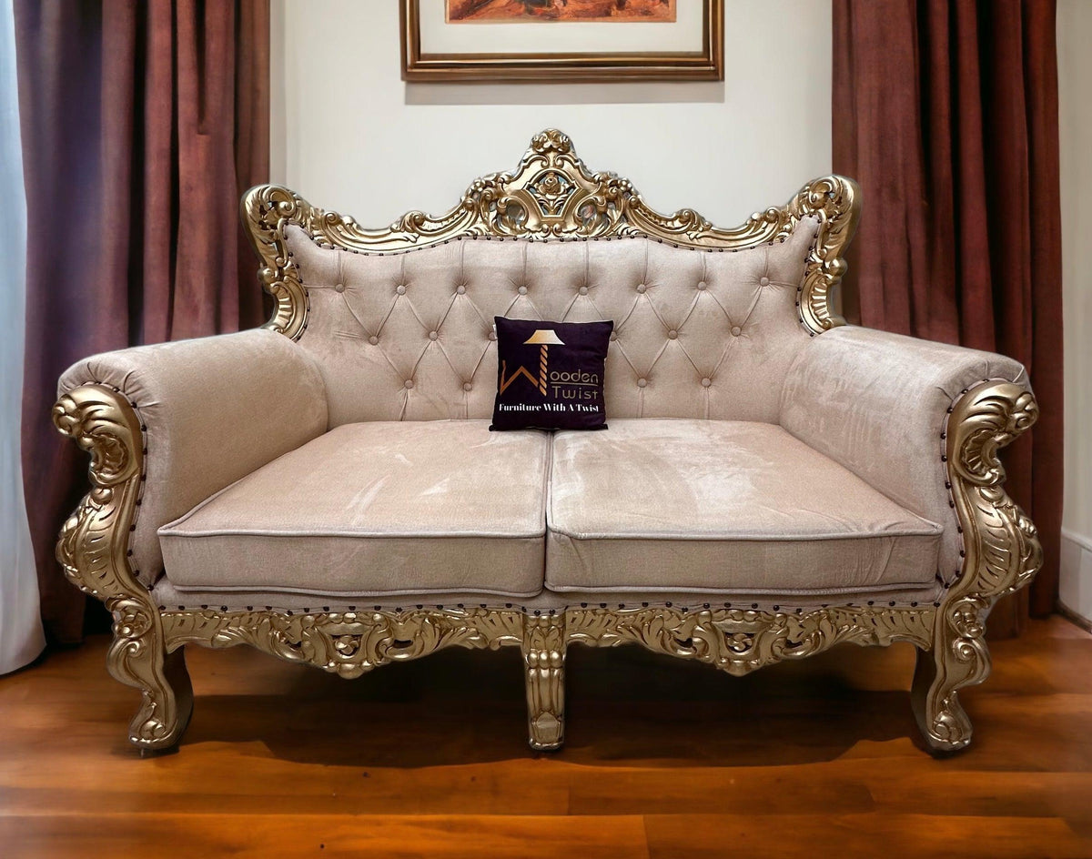 French Baroque Golden Leaf 2 Seater Sofa