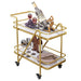 2 Tier Metallic Marble Elegance Rolling Bar Cart - Stylish and Functional Serving Cart with Wheels - WoodenTwist