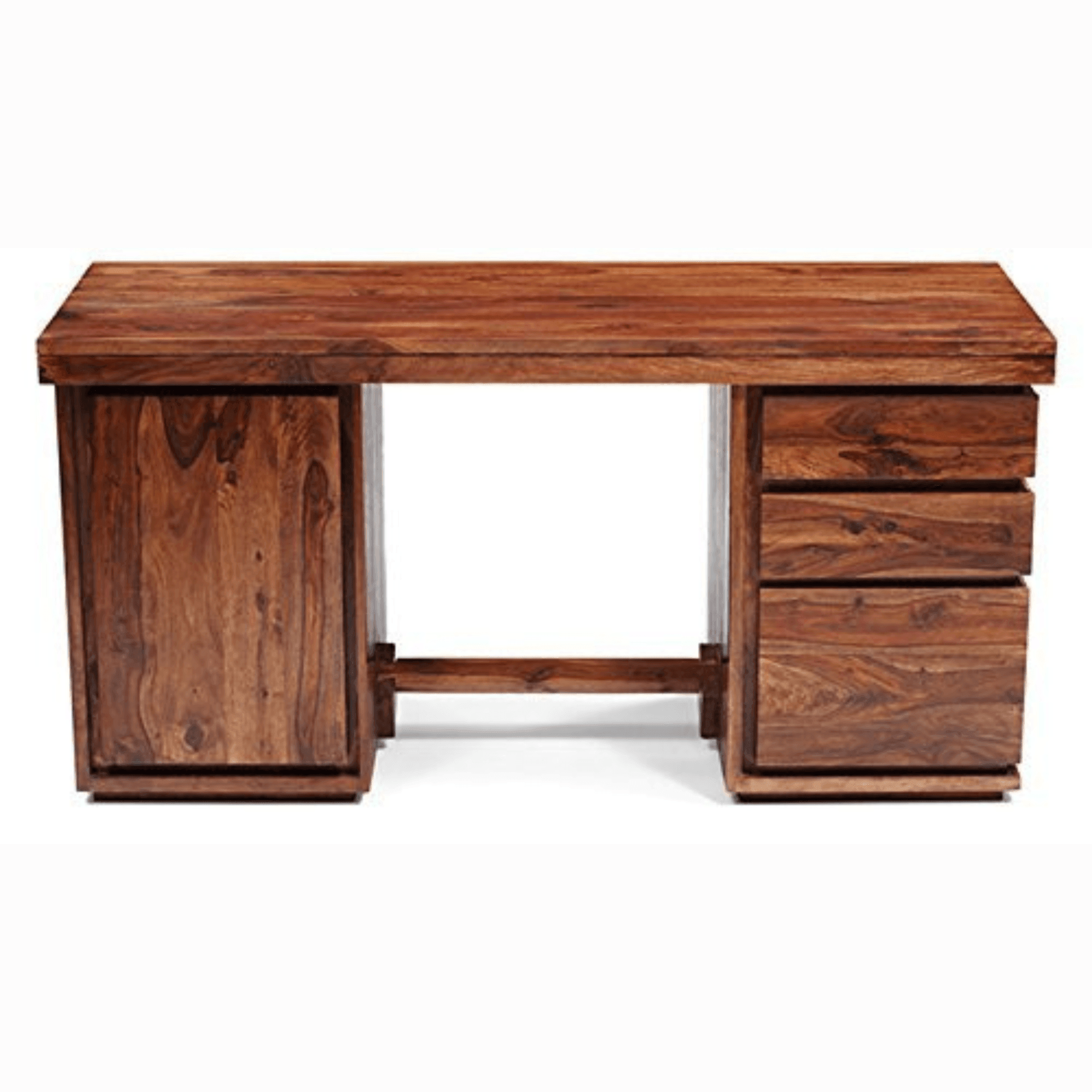 Handmade Teak Wood Study Table Office Desk with Storage - View 3