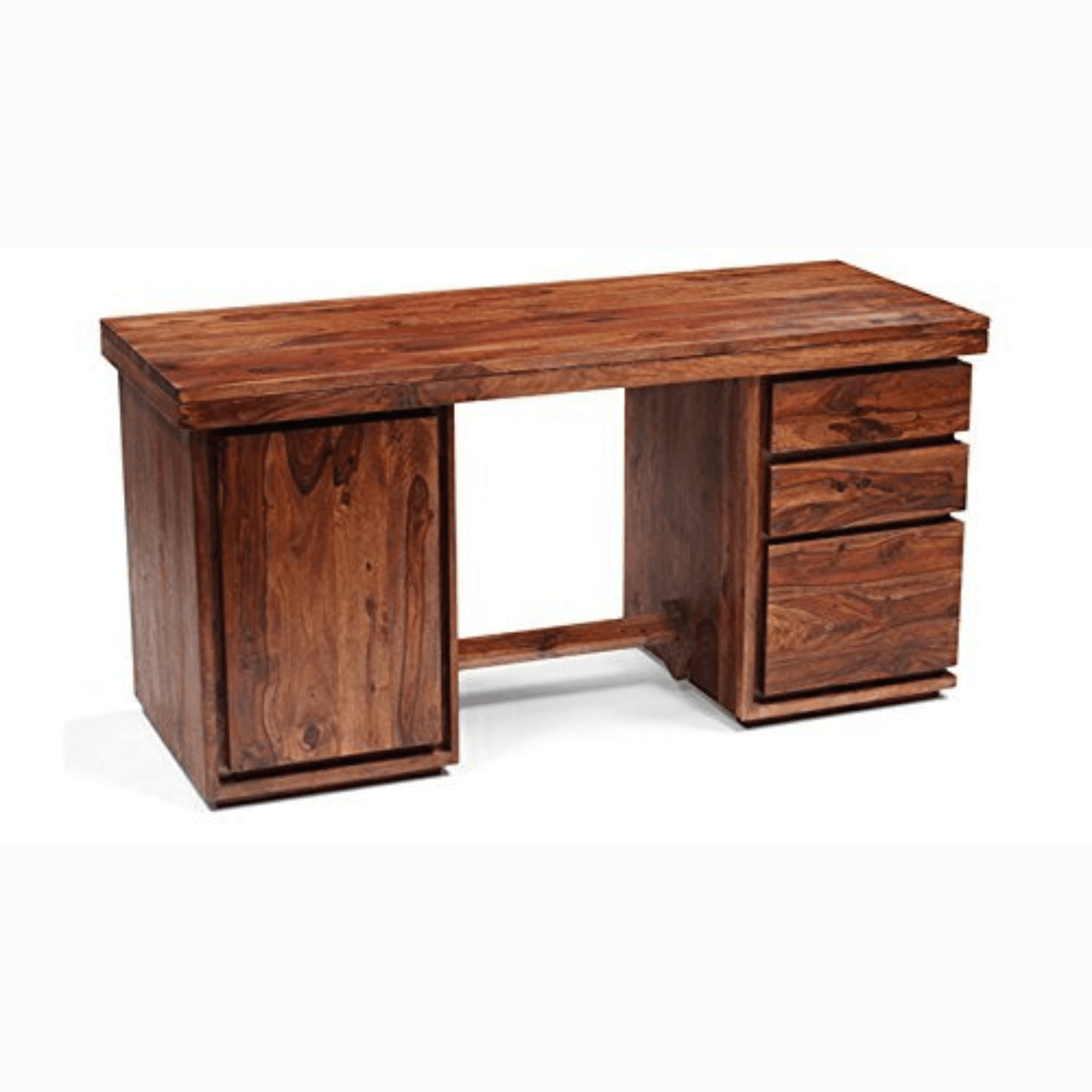 Handmade Teak Wood Study Table Office Desk with Storage - View 2