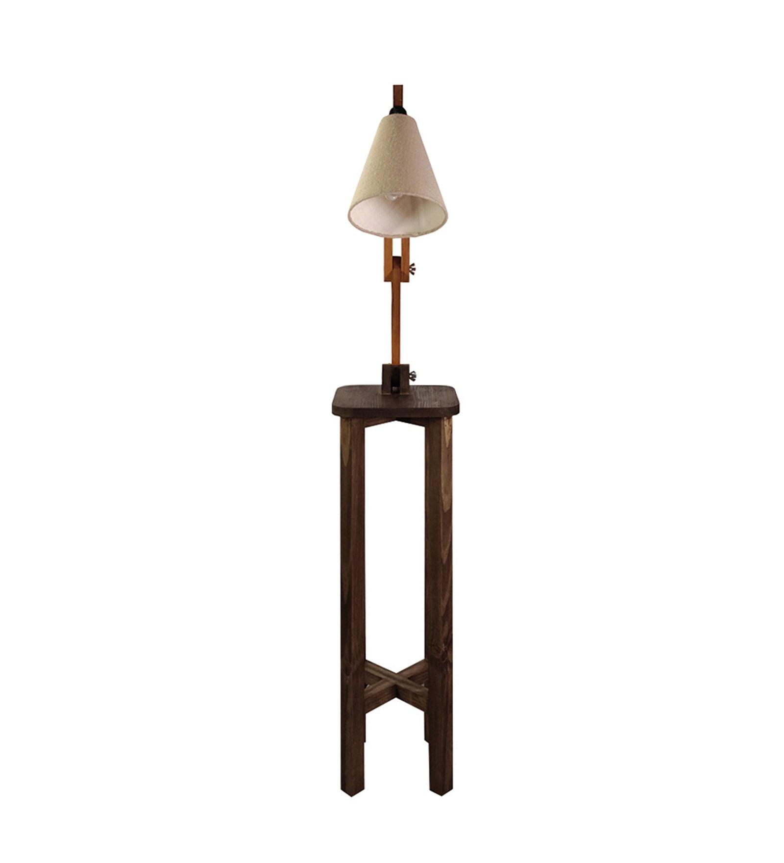 Centaur Wooden Floor Lamp with Beige Fabric Lampshade - WoodenTwist