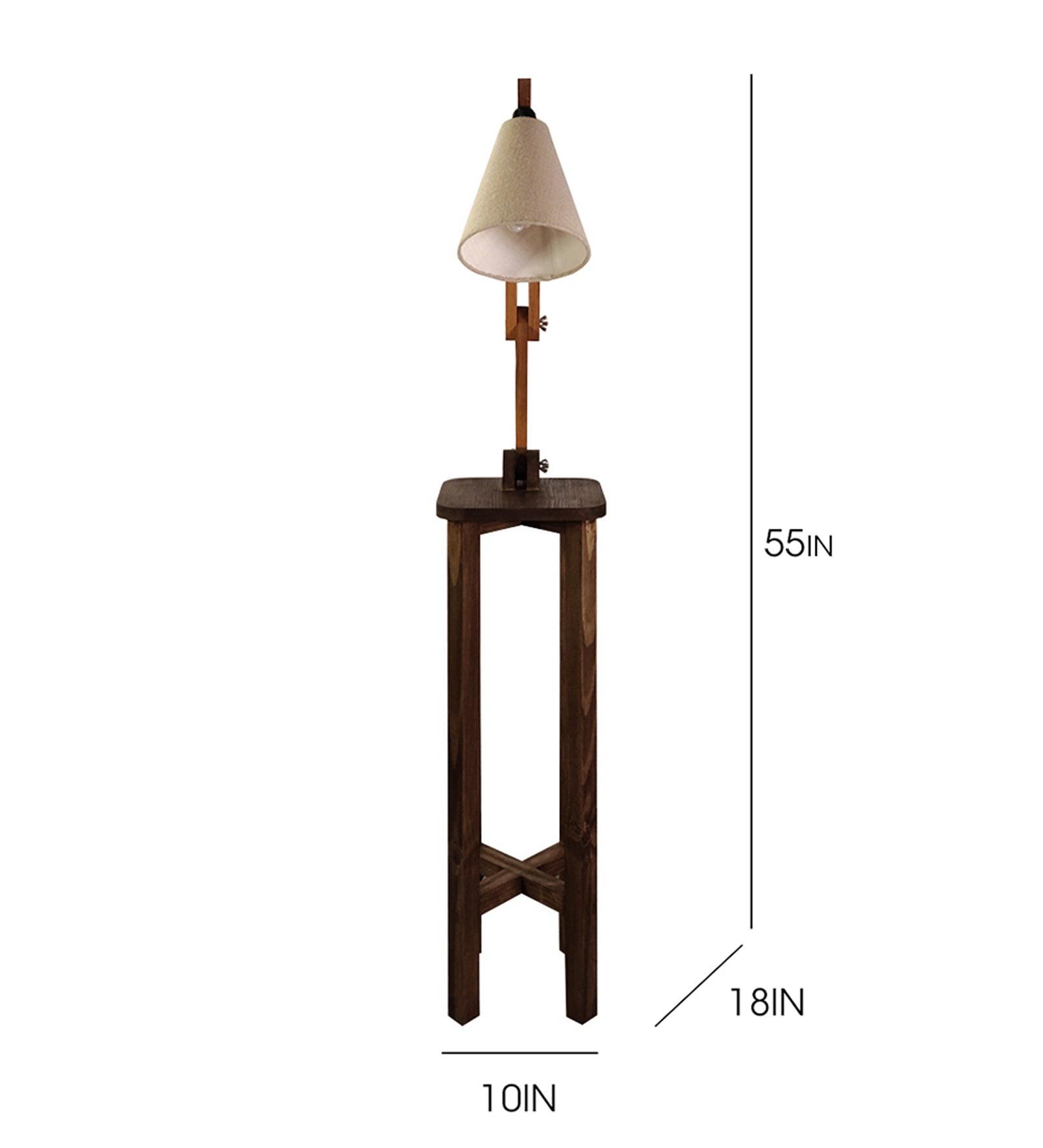 Centaur Wooden Floor Lamp with Beige Fabric Lampshade - WoodenTwist