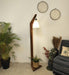 Charles Wooden Floor Lamp with Brown Base and Jute Fabric Lampshade - WoodenTwist