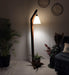 Charles Wooden Floor Lamp with Brown Base and Jute Fabric Lampshade - WoodenTwist