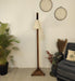 Charles Wooden Floor Lamp with Brown Base and Jute Fabric Lampshade - WoodenTwist