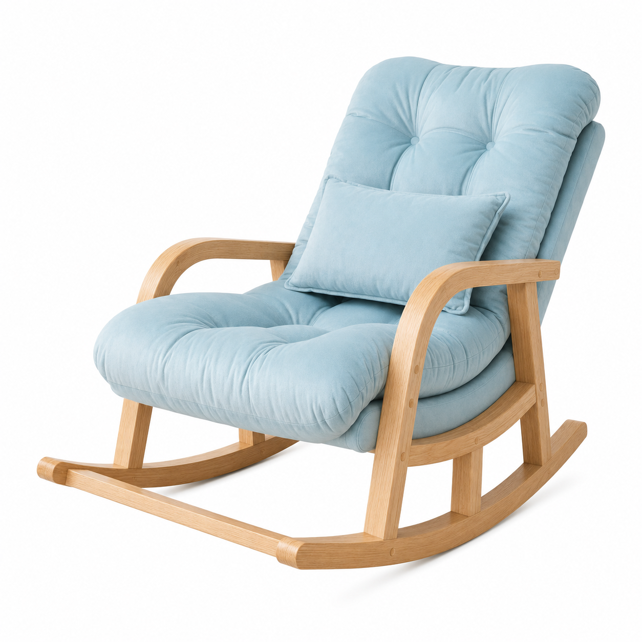Rocking Chair Colonial and Traditional Super Comfortable Cushion Chair (Natural Polish) - WoodenTwist