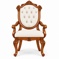 Wooden Twist Arm Chair with Tufted Button (Set of 2) - Dark Brown - Detail View