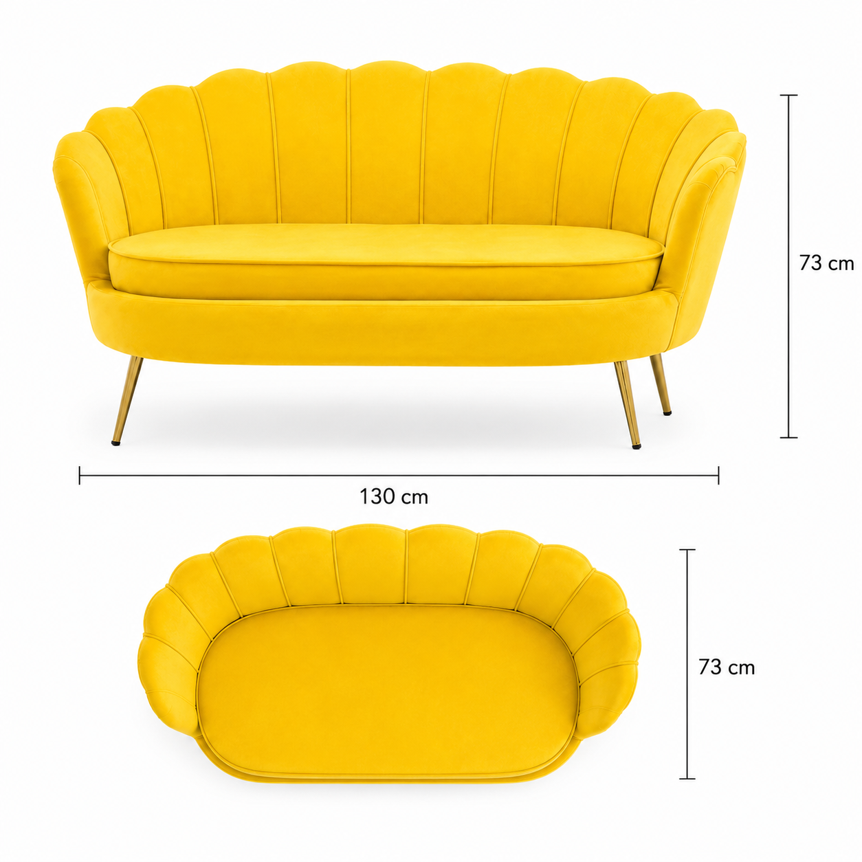 Wooden Twist Terciopelo Flared Arm Solid Wood Metal Legs Velvet Fabric Loveseat Modern Chaise Lounge