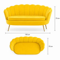 Wooden Twist Terciopelo Flared Arm Solid Wood Metal Legs Velvet Fabric Loveseat Modern Chaise Lounge