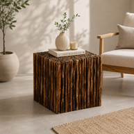 Wooden Square Shape Stool Cum Table, angled view