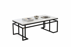 Wooden Twist Stylish Zigzag Rectangular Coffee Table with Marble-Like Finish Modern & Elegant for Living Room Décor