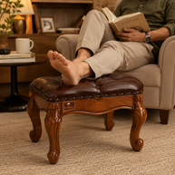 Wooden Twist Squat Teak Wood Small Footrest Pouf & Ottoman Stool - WoodenTwist