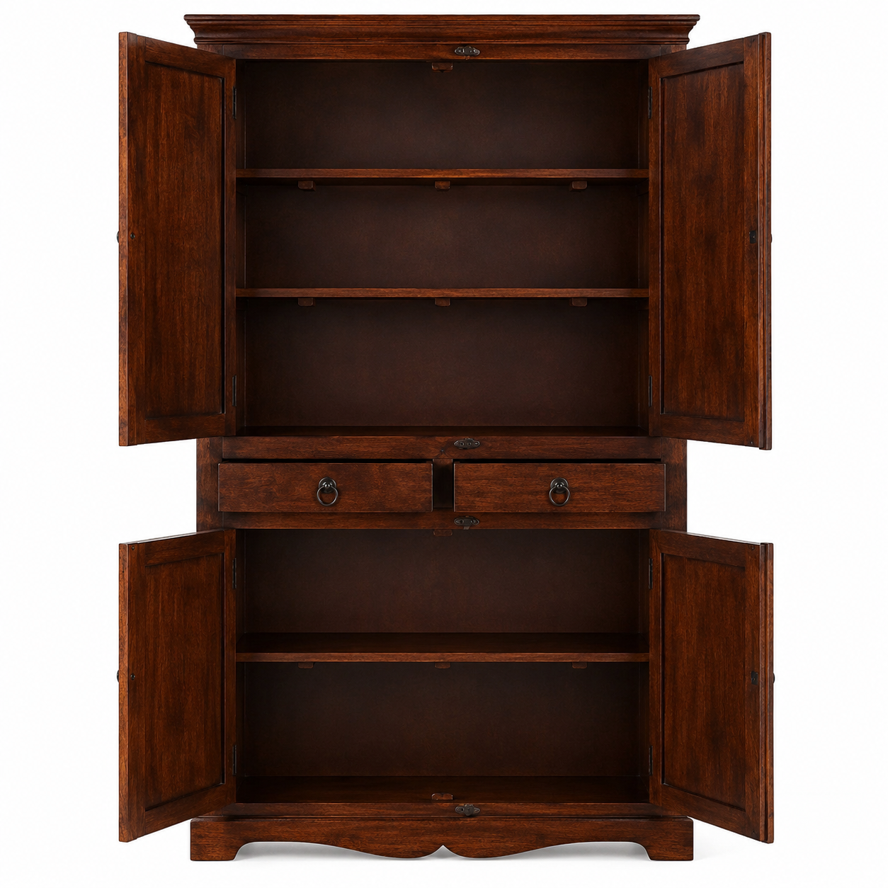 Selten Solid Teak Wood 4 Door Wardrobe - WoodenTwist