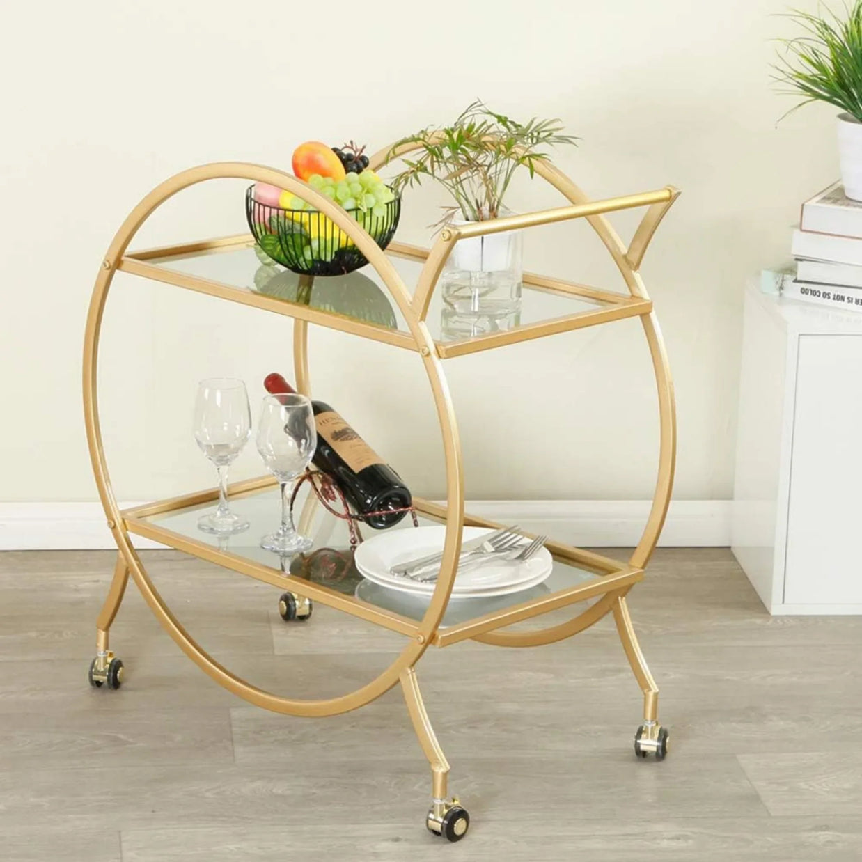 Chic gold metal bar trolley