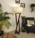 Chloe Wooden Floor Lamp with Brown Base and Jute Fabric Lampshade - WoodenTwist