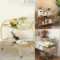 Circular gold drink trolley