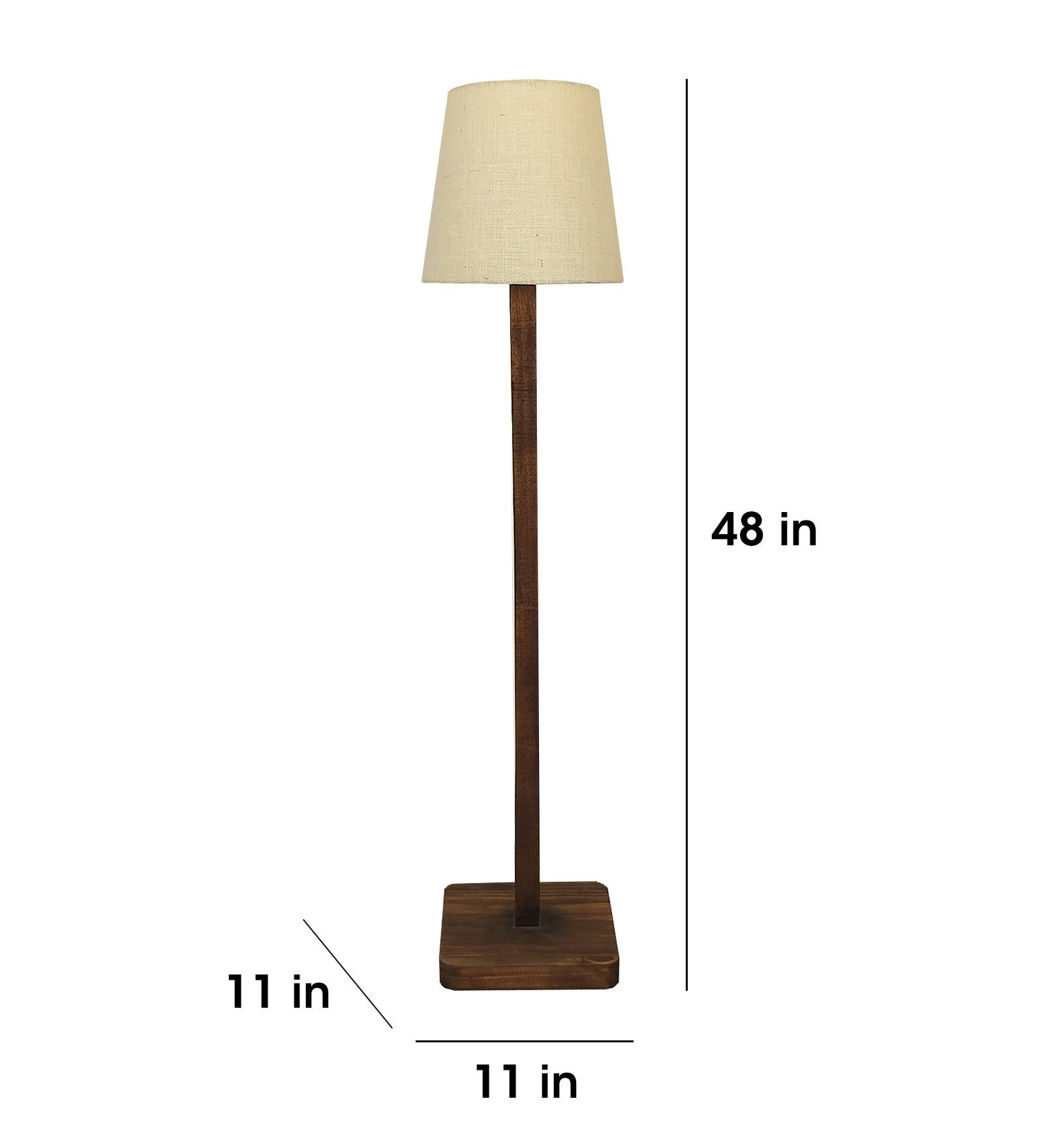 Claire Metal Floor Lamp with Beige Fabric Lampshade - WoodenTwist