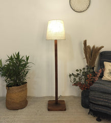 Claire Metal Floor Lamp with Beige Fabric Lampshade - WoodenTwist