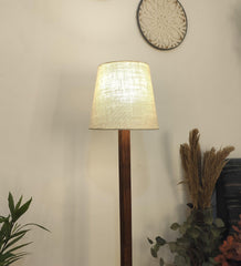 Claire Metal Floor Lamp with Beige Fabric Lampshade - WoodenTwist