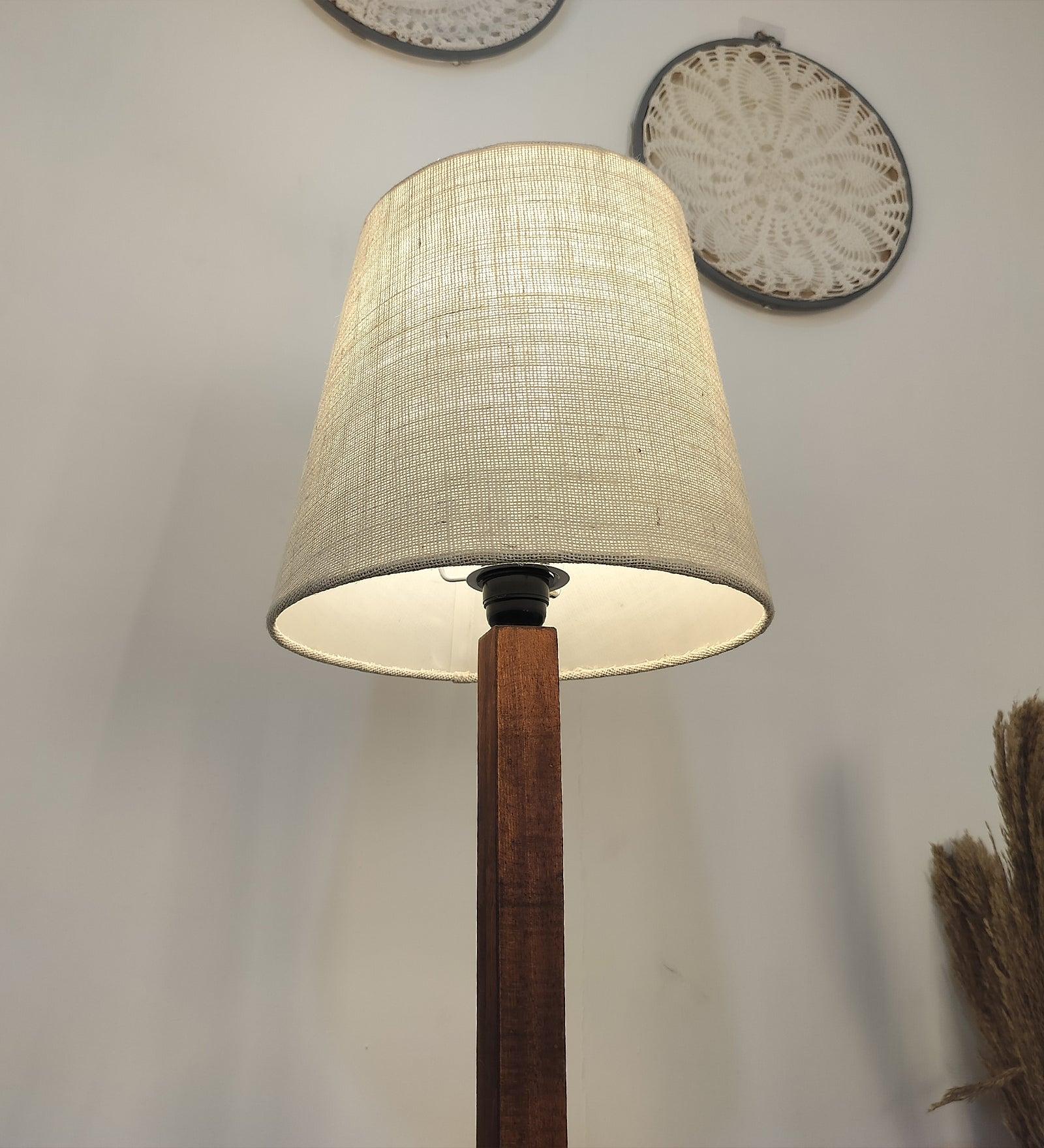 Claire Metal Floor Lamp with Beige Fabric Lampshade - WoodenTwist