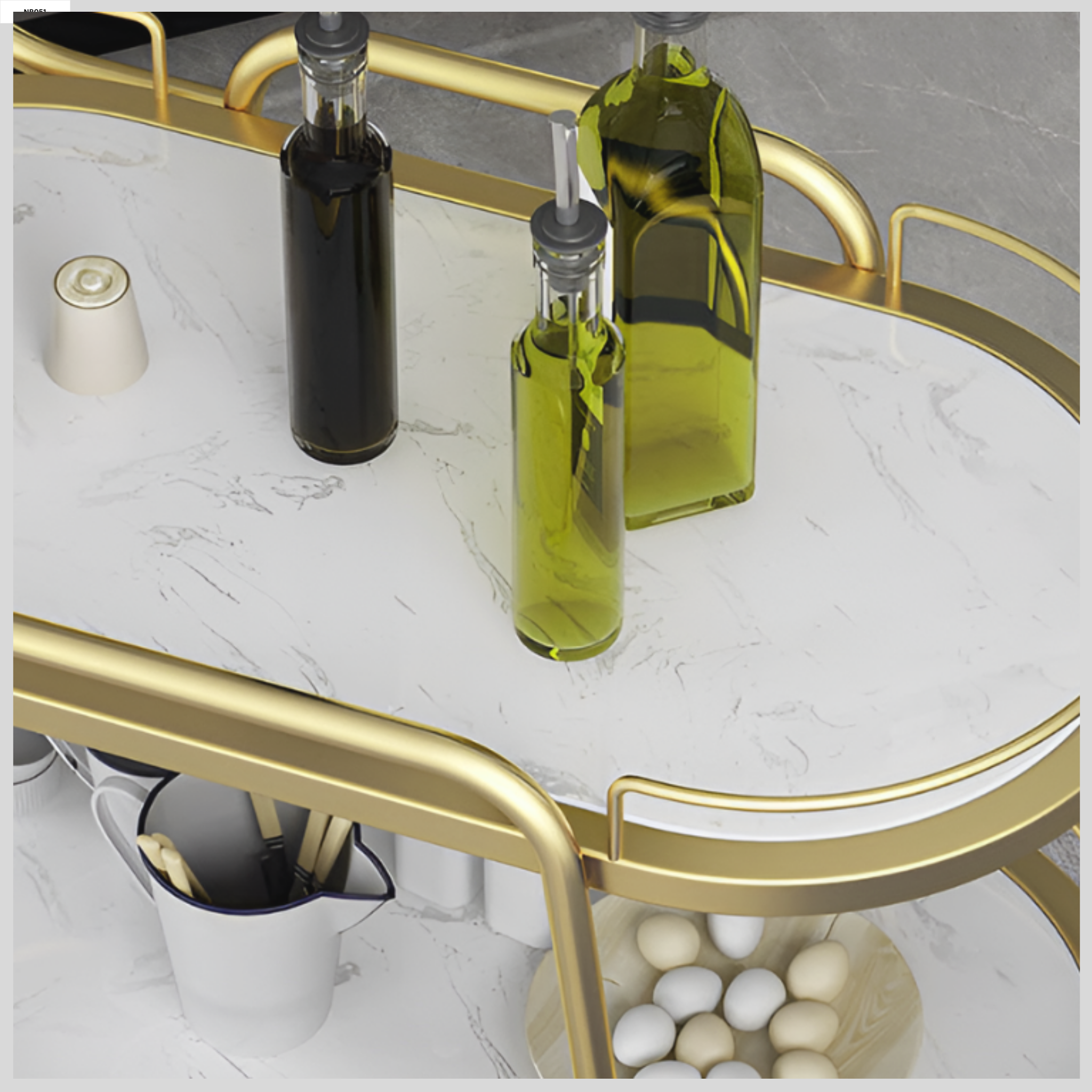 Close-up of luxury golden bar cart