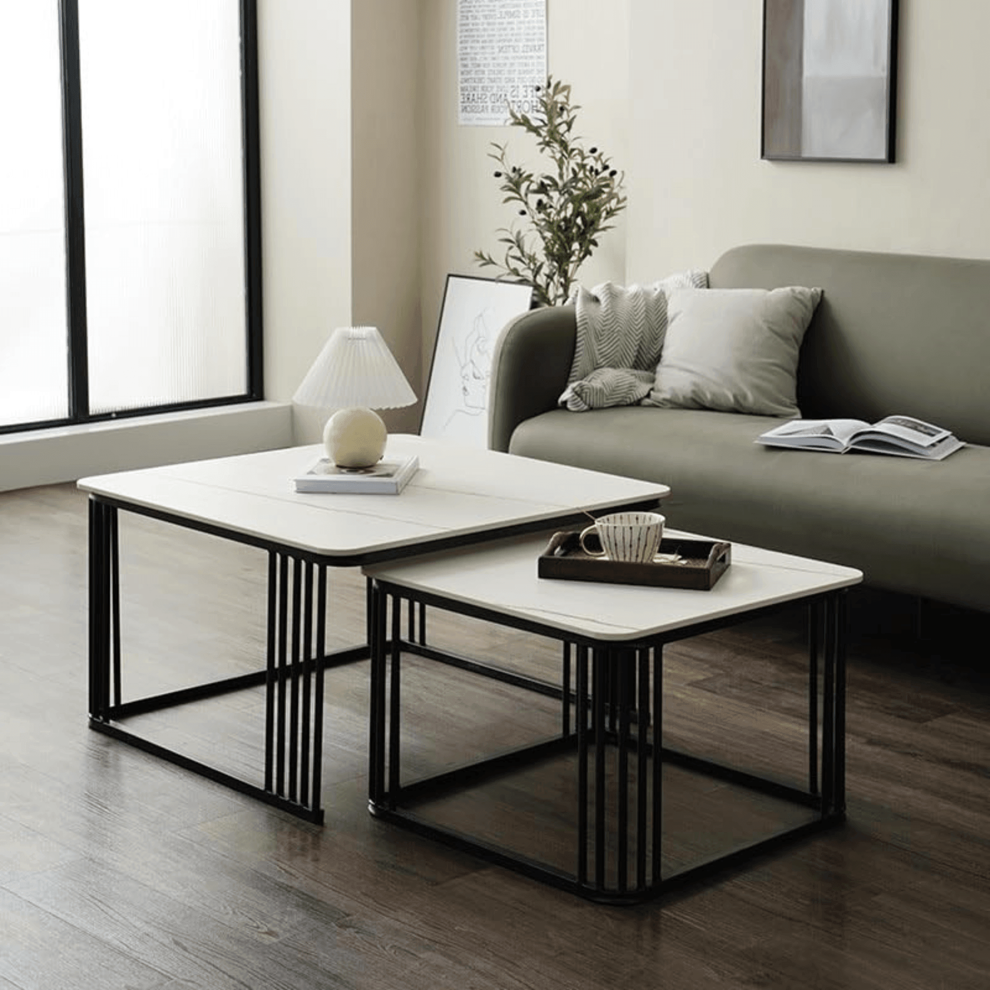 Buy Wooden Twist Stylish Look Square Wrought Iron Coffee Table Set of 2 Online at woodentwist WoodenTwist