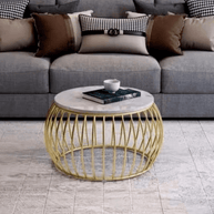 Wooden Twist Sylena Round Coffee Table with Marble Top-Like Finish for Modern & Elegant Living Room ( Set of 2 ) - WoodenTwis
