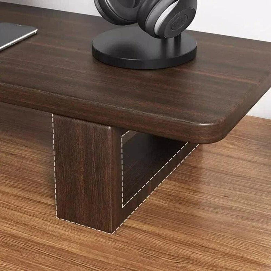 A warm walnut finish