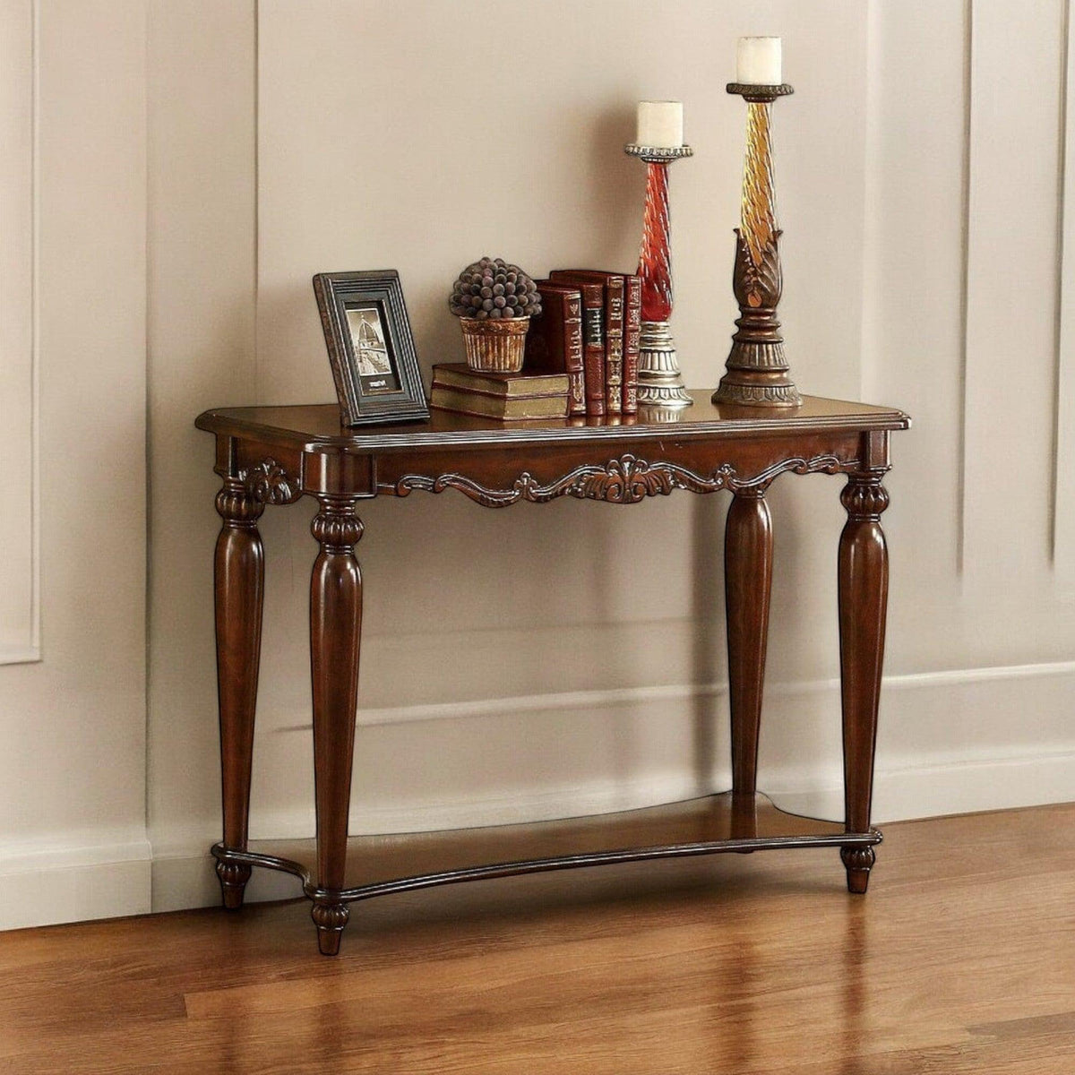 Wooden Twist Mzzy Hand Carved Teak Wood Console Table